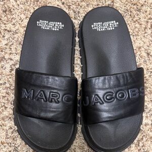 Marc Jacobs Black Logo Slide Sandals